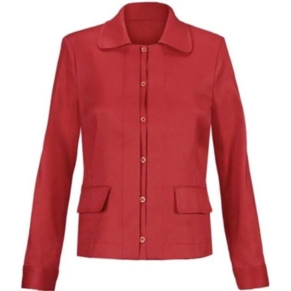Cabi Women's Button-Up Collared light jacket royal red size Medium